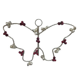 Fleur Design Fer/Perles Ornement Suspendu De Noël Couleur Argent pour La Maison Vacances Décoration De Noël À La Main En Vrac - Product Image 1