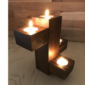 Porte-bougie en bois avec finition naturelle pour mariages, fêtes et événements - Product Image 5