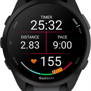 Garmin Forerunner 165 คุณภาพเยี่ยม นาฬิกาสมาร์ทวอทช์สำหรับวิ่ง หน้าจอ AMOLED สีสันสดใส พร้อมข้อมูลการฝึกซ้อมและข้อมูลการฟื้นฟู สีดำ - Product Image 1