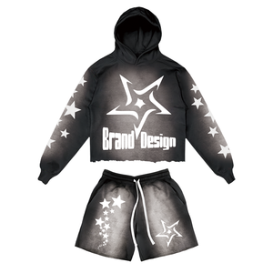 A prueba de viento hombres cremallera corta Sudadera con capucha conjunto entrenamiento Jogging Wear chándales logotipo personalizado algodón corto para hombres verano - Product Image 6