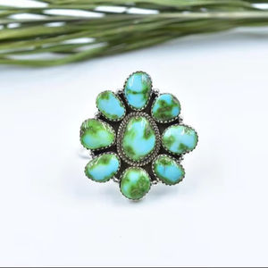 Handmade sonoran mountain turquoise <b>adjustable</b> <b>ring</b> <b>sterling</b> <b>silver</b> gemstone <b>ring</b> for women boho jewelry gift - Product Image 1