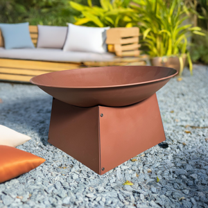 Foyer extérieur Pueblo 57x33cm, aspect rustique de jardin, four de terrasse, grill, bol à feu en verre avec panier - Product Image 5