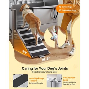 VEVOR Rampe de lavage pour chien pliable en acier inoxydable argenté de 61 pouces avec filtre à eau, douchette et laisse (440 lb/200 kg) - Product Image 1