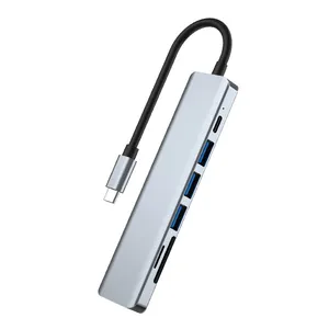 USB 3.0 Aluminum Alloy Thunderbolt 3 Dock 4K Media PD Charger Type-C 7 In 1 Hub