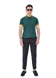 เสื้อโปโลทรงสลิมฟิตสำหรับผู้ชายเสื้อยืดคอสีตัดกันแขนสั้นเสื้อโปโลผ้าฝ้ายลำลองสำหรับใส่ออกกำลังกาย - Product Image 2