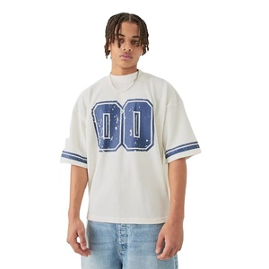 Venta al por mayor Streetwear Tops manga corta cuello redondo 250 gramos algodón liso hombres Stock camiseta de gran tamaño peso pesado - Product Image 1