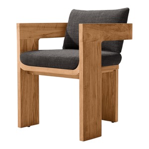 Fauteuil de jardin en teck moderne de luxe avec coussins imperméables, design nordique, chaise longue de patio pour villa, hôtel, complexe hôtelier - Product Image 1