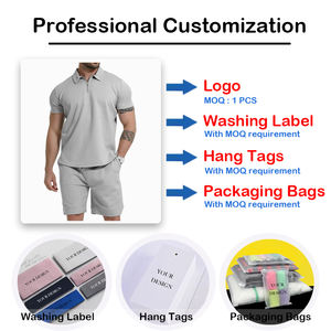 Set corto Casual con collo a cerniera 2 Psc Set <span class=keywords><strong>Polo</strong></span> da uomo completi estivi da uomo - Product Image 4