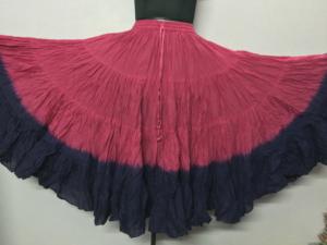 Jupe de danse latine Lux Artisan teinte à la main, 25 yards, entièrement évasée, en coton, pour femmes, faite à la main, style bohème, maxi, ceinture ajustable à la taille - Product Image 4