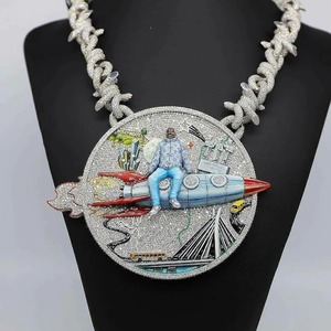 Men's Custom Hip Hop Moissanite Iced Out Glow in Dark Sterling Silver <b>Necklace</b> with Chain Gift for Him Party Wedding - Product Image 1