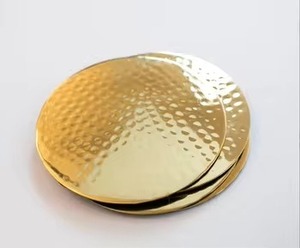 Metal Round <b>Gold</b> <b>Coasters</b> for Drinks with Elegant Quality Metal <b>Coaster</b> for Tea Coffee <b>Coasters</b> For Home Hotel Restaurant Usage - Product Image 2