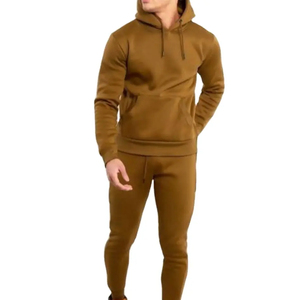 Venta al por mayor logotipo personalizado bordado Vintage pantalones y Sudadera con capucha 2 piezas conjunto chándal hombres pulóver chándal para hombres - Product Image 1