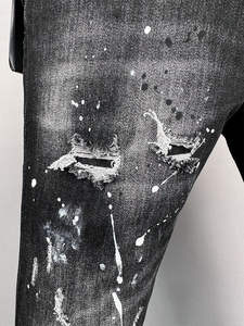 2025 Fashion Paint Splatter Distressed Mid Waist <b>Overalls</b> Street Wear Wash <b>Denim</b> Pants <b>Men</b> Comfortable Custom Design 100% Cotton - Product Image 4