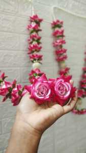 Guirlande de fleurs rose foncé faite à la main, écologique, de 30 pouces, pour mariage indien et anniversaire, mariée et marié, Varmala/Jaimala, cadeau - Product Image 2