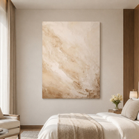 Peinture à l'huile abstraite texturée alabastroïde sur toile, crème sable monochrome impasto, taille personnalisée, provenant d'un fabricant d'art en gros