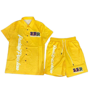 Conjunto de Pantalones Cortos y Camiseta para Hombre, Estilo Moderno y Popular, Alta Calidad, 100% Algodón, Invierno, Sólido, Transpirable, Forro Polar, Impresión Digital, con Capucha - Product Image 1