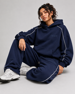 Ensemble de survêtement ONEAPEX SPORTS WEAR pour femme, bleu marine avec passepoil contrastant, coupe régulière, en coton, pantalon large, style streetwear, hiver - Product Image 5