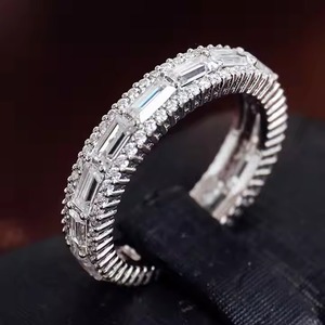 14K oro rosa joyería fina banda con Canal conjunto Baguette corte redondo laboratorio cultivado diamante boda eternidad Vermeil estilo romántico - Product Image 3