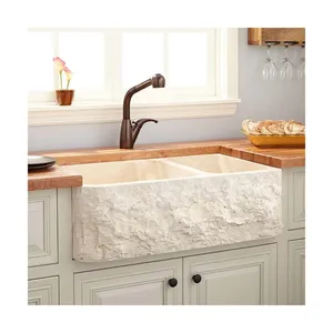 Beige Travertine Stone Marble Kitchen Farmhouse Sinks
