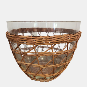 Bols à nourriture en rotin de forme ronde de designer avec verre Ustensiles de cuisine de première qualité Vaisselle élégante Fournitures de table - Product Image 1