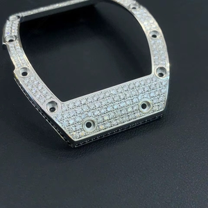 Luxira Jewels Handmade Luxury <b>Watch</b> Bezel <b>Ring</b> Stainless Steel Moissanite Gold Tone Color Square Cut Stones 40mm <b>Watch</b> Tool - Product Image 2