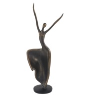 Prix de gros Statue de fille dansante Figurine décorative en métal finition antique en laiton Figurine de décoration de maison de haute qualité