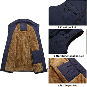 Gilet matelassé chaud d'hiver pour hommes, veste matelassée sans manches, noir, multicolore, très chaud, sherpa intérieur - Product Image 6