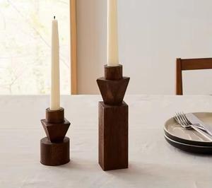 Bougeoir en bois de couleur noire accessoires d'éclairage à la maison faits à la main bougeoir pour la maison décorative intérieure - Product Image 3