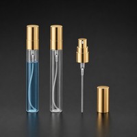 Mini flacon pulvérisateur de parfum en verre 2ml 3ml 5ml 10ml, atomiseur portable, pompe à brume fine dorée, cylindre rechargeable, flacon de voyage