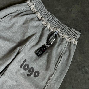 Pantalones de chándal de pierna ancha holgados con lavado ácido de cintura alta de gran tamaño, ropa de calle personalizada, pantalones de chándal con diamantes de imitación - Product Image 1