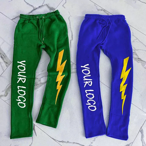 Pantalones de chándal para correr acampanados informales con logotipo personalizado OEM para hombre, pantalones de chándal apilados con cintura elástica de retazos para hombre - Product Image 6