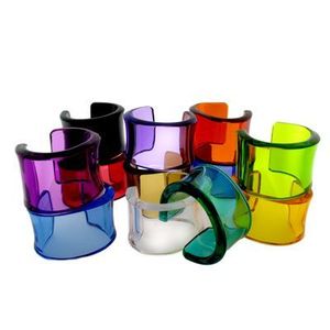 Brazalete de Resina Geométrico Semicircular de Moda, Hecho a Mano, de Alta Calidad, Color Ámbar Marrón Beige, Ancho y Grueso, Personalizable - Product Image 5