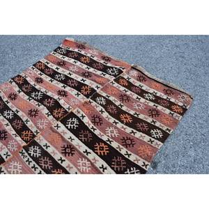 Alfombra tradicional de lana marrón y naranja, 3,9x6,6 pies, tejido plano turco, sala de estar alfombra para, técnica 3D de 9x12 para uso en pasillo - Product Image 5