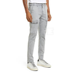 2025 Best-seller Pantalon cargo décontracté pour homme avec logo personnalisé Tissu en toile Taille moyenne et motif droit en vente en ligne - Product Image 3