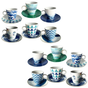 Set di tazze da caffè Espresso dal Design moderno da 12 ml di porcellana da 80ml con arredamento verde blu oceanico per caffè e Cappuccino dal Design moderno - Product Image 1