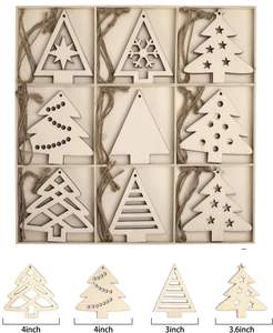 Modern DIY Unfinished <b>Wooden</b> Hanging <b>Christmas</b> <b>Tree</b> Ornaments Holes MDF Customized Size <b>Christmas</b> Decoration Factory Wholesale - Product Image 2