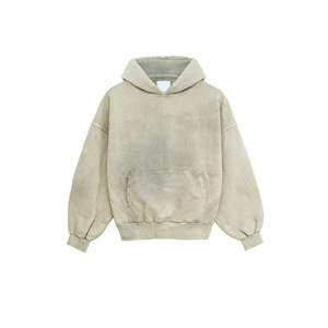Oversized Distressed Sun Faded Drop Shoulder Cropped No <b>String</b> Plain Custom Design Heavyweight Breathable Winter <b>Hoodies</b> <b>for</b> Men - Product Image 1