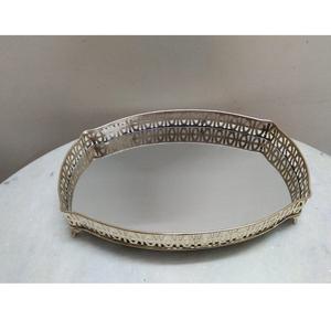 Plats décoratifs ronds en or, grande taille, style arabe, plat de service, plateau de service en métal laiton, ensemble de plats à dessert - Product Image 6