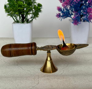 Jyoti diviya Diya Diya ทองเหลืองสีเหลืองเปลวไฟนิรันดร์ทำด้วยมือทนทาน - Product Image 5