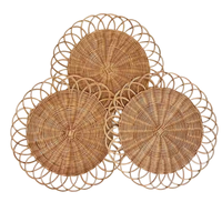 TUYET DUNG FAD4 Assiette de présentation classique en rotin tressé, fabriquée au Vietnam, faite à la main, pour mariage, fêtes, décoration de table, design floral