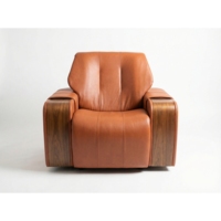 Fauteuil Bergère de Luxe 2026 en Similicuir avec Cadre en Hêtre et Panneaux en Bois Massif – Style Moderne pour Maison, Bureau, Salon, Hôtel, Salle à Manger