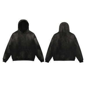 Sweats à capuche en polaire technique pour hommes avec effet délavé au soleil, logo personnalisé, techniques d'impression en relief, style streetwear, hiver - Product Image 5