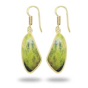 Pendientes de Atlántasita Natural al por Mayor, Joyería de Lujo Chapada en Oro sobre Latón para Ella, Pendientes Minimalistas con Piedras Preciosas - Product Image 1