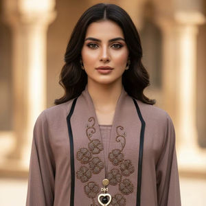 Ensemble d'hiver en velours de marbre vérifié avec détails de travail manuel sur le col, accents de travail latéraux, style shrug classique, vêtements ethniques pour femmes - Product Image 1