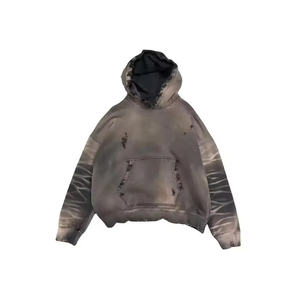 Cantidad a granel Ropa informal Tela polar Sudadera con capucha desgastada Peso pesado Estilo cómodo Hombres Sudadera con capucha desgastada con registro personalizado - Product Image 3