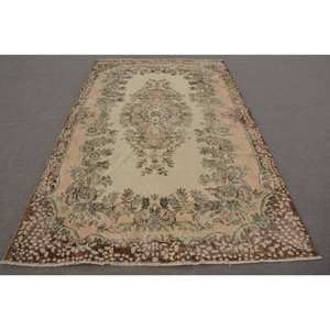 Classique Beige Vert 5.7X6 pieds Vintage Tapis Turc Laine Grande Zone Patchwork Motif avec Support En Latex pour Couloir Chambre Utilisation - Product Image 1