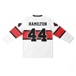 Jerseys de hockey sobre hielo de manga larga con cuello en V unisex, 100% poliéster con logotipo impreso personalizado, jerseys con nombre del equipo OEM - Product Image 6