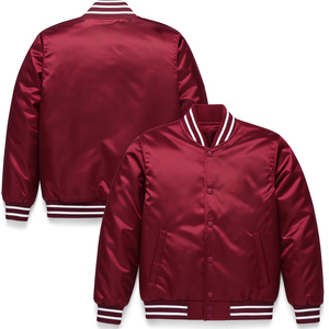 Veste bomber universitaire en satin brodée sur mesure pour homme, style pilote, avec lettres, imperméable à l'avant - Product Image 1