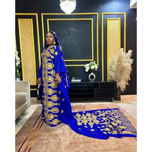 Robe de bal longue coupe A-line de la collection Heritage de luxe Sapphire Royal Somali Dirac, ornée de perles et de pompons, idéale pour les fiançailles et les mariages - Product Image 3