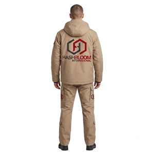 Parka utilitaire d'hiver pour hommes, veste de sécurité extérieure à capuche, uniforme de garde, multi-poches, en polycoton robuste, personnalisable OEM - Product Image 2